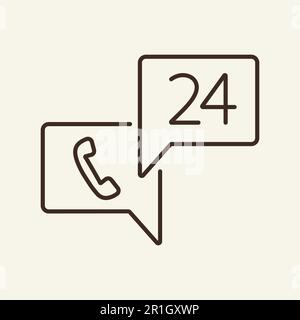 Icône de ligne d'assistance fixe disponible Illustration de Vecteur