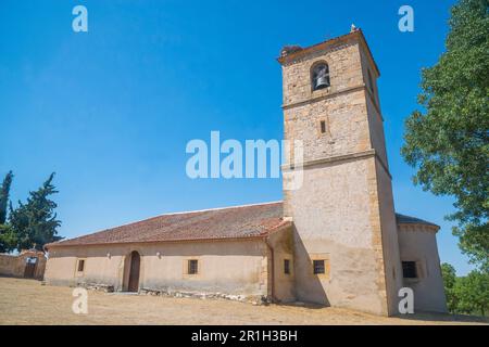 L'église de la Asunción. Aldealengua de Pedraza, province de Ségovie, Castilla Leon, Espagne. Banque D'Images