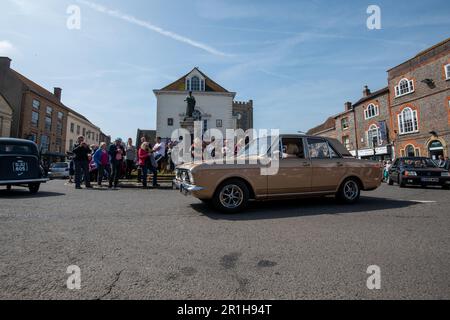 Rallye de voitures Wallingford 14 mai 2023 - défilé de véhicules dans le centre-ville de Wallingford Banque D'Images