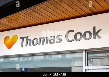 Enseigne Thomas Cook sur le mur extérieur du Royaume-Uni Banque D'Images