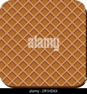 Surface striée à carreaux et couches de chocolat croustillantes de cachets de noisettes. Dessert appétissant pour le thé du matin. Simple couleur vecteur plat icône isoler Illustration de Vecteur