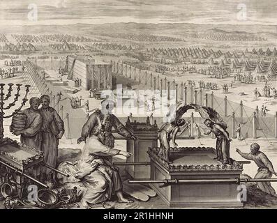 Histoire du prophète Moïse, Moïse érige le Tabernacle, Tabernacle, c. 1700, reproduction historique, restaurée numériquement à partir d'un original datant de 18th ou 19th siècles. Banque D'Images