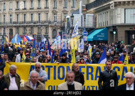 Paris, France. 14th mai 2023. Hommage à Jeanne d'Arc, France, 14/05/2023. Homme à Jeanne d'Arc par les royalistes de l'action française à Paris. La manifestation avait été intégrée par le préset sur ordre du ministre de l'intérieur, mais finale autorisée par le Tribunal administratif de Paris. Pierre Galan/Alamy Live News crédit: Pierre Galan/Alamy Live News Banque D'Images