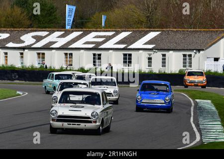 Niall McFadden, Jochen Mass, Ford Lotus Cortina Mk1, Neel Jani, Ambrogio Perfetti, Ford Lotus Cortina Mk1, Jim Clark Trophée, une quarante cinq minutes, deux Banque D'Images