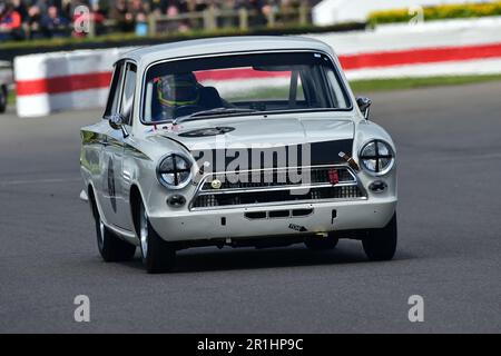 Kerry Michael, Mark Blundell, Ford Lotus Cortina Mk1, Jim Clark Trophy, une course de quarante-cinq minutes, deux pilotes uniquement pour la voiture de course emblématique du milieu Banque D'Images