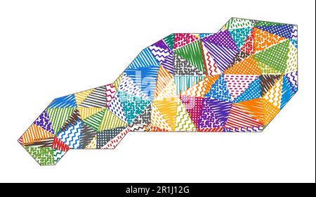 Carte de style enfant de Little Stirrup Cay. Polygones dessinés à la main en forme de Little Stirrup Cay. Illustration vectorielle. Illustration de Vecteur