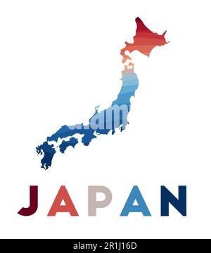 Carte du Japon. Carte du pays avec de belles vagues géométriques dans les couleurs bleu rouge. Une forme japonaise éclatante. Illustration vectorielle. Illustration de Vecteur