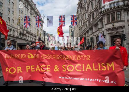 Ligue des jeunes communistes, rassemblement de la Journée internationale des travailleurs de mai, Londres, Angleterre, Royaume-Uni, 01/05/2023 Banque D'Images