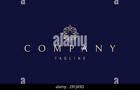 Logo vectoriel doré sur lequel figure une image abstraite d'un motif à feuilles sous forme d'étoile. Illustration de Vecteur