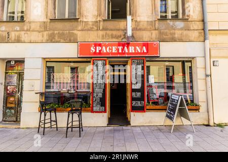 OLOMOUC, TCHÉQUIE - 10 SEPTEMBRE 2021: Restaurant Spaghetti Spagetarna à Olomouc, République Tchèque Banque D'Images
