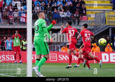 Monza, Italie. 14th mai 2023. Andrea Petagna (AC Monza) célèbre son but lors du championnat italien série Un match de football entre AC Monza et SSC Napoli sur 14 mai 2023 au stade U-Power de Monza, Italie - photo Morgese-Rossini/DPPI crédit: DPPI Media/Alay Live News Banque D'Images