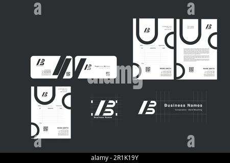 Conception de l'identité de la marque comprenant le logo de la dernière B carte de visite, facture et en-tête de modèles, modèles modernes Illustration de Vecteur