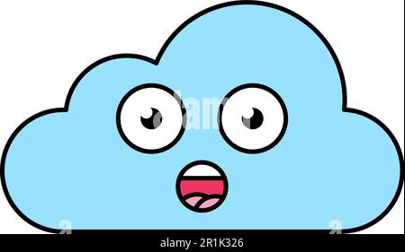 Illustration surprise du nuage emoji. Étourdi, ébale émoticône. Autocollant de dessin animé sur les réseaux sociaux Illustration de Vecteur