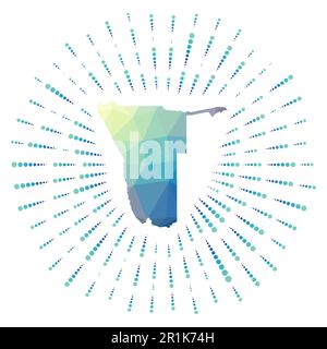 Forme de Namibie, rafale polygonale. Carte du pays avec des rayons d'étoiles colorés. Namibie illustration en numérique, technologie, Internet, style réseau Illustration de Vecteur