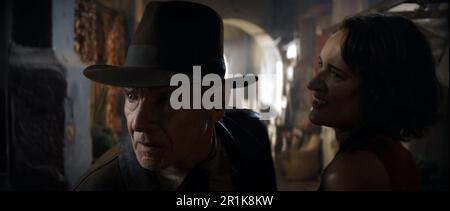 Indiana Jones et The Dial of Destiny est un prochain film d'action-aventure américain réalisé par James Mangold, qui l'a co-écrit avec Jez Butterworth, John-Henry Butterworth et David Koepp. Cette photographie est à usage éditorial exclusif et est le droit d'auteur de la compagnie de film et/ou le photographe assigné par la compagnie de film ou de production et ne peut être reproduite que par des publications en conjonction avec la promotion du film ci-dessus. Un crédit obligatoire pour la société de cinéma est requis. Le photographe doit également être crédité lorsqu'il est connu. Banque D'Images