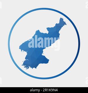 Icône de la Corée du Nord. Carte polygonale du pays en anneau de gradient. Rond bas poly Corée du Nord signe. Illustration vectorielle. Illustration de Vecteur