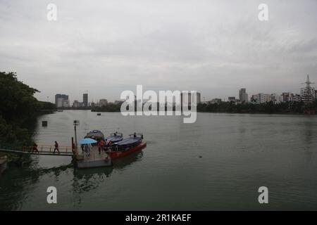 Coyclone Mocha 14may2023 Dhaka Bangladesh, le ciel de la capitale a été couvert en raison de l'impact du cyclone Mocha. C'est la vue du matin de Hati Banque D'Images