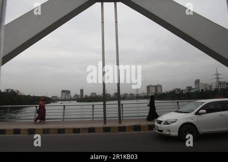 Coyclone Mocha 14may2023 Dhaka Bangladesh, le ciel de la capitale a été couvert en raison de l'impact du cyclone Mocha. C'est la vue du matin de Hati Banque D'Images