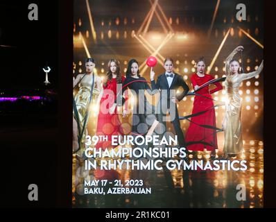 39th Championnats d'Europe en gymnastique rythmique 2023, Bakou, Azerbaïdjan. 17-21 mai. Affiche près de Gym Arena Banque D'Images