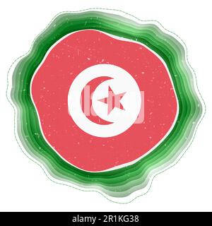 Drapeau tunisien dans le cadre. Badge du pays. Signe circulaire superposé autour du drapeau tunisien. Illustration vectorielle incroyable. Illustration de Vecteur