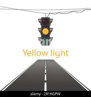 Réglementation routière. Feu de circulation jaune. Illustration vectorielle. Illustration de Vecteur