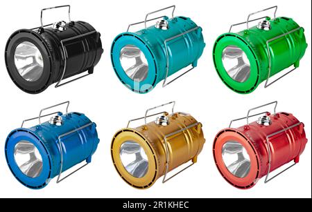 Lanterne LED portative, pour le camping, fond blanc Banque D'Images