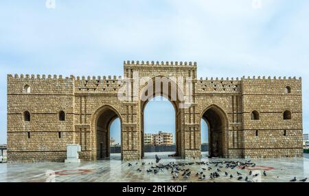 Baab Makkah, détruit la porte fortifiée de la Mecque, Djeddah, Arabie Saoudite Banque D'Images