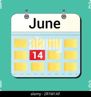 Dessin vectoriel de calendrier, date 14 juin sur la page Illustration de Vecteur