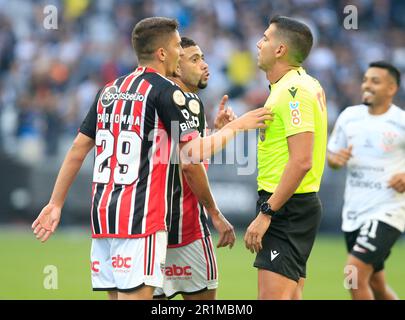 Sao Paulo, Brésil. 14th mai 2023. Lors d'un match entre Corinthiens et Sao Paulo au Neo Quimica Arena à Sao Paulo, Brésil (Fernando Roberto/SPP) crédit: SPP Sport Press photo. /Alamy Live News Banque D'Images