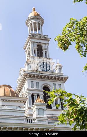 Sevierville Tennessee, Palais de justice du comté de Sevier, bâtiment historique cupola dôme horloge steeple, Banque D'Images