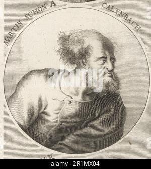 Martin Schongauer, également connu sous le nom de Martin Schön ou Hübsch Martin, graveur et peintre alsacien, v.1450-1491. Martin Schon a Calenbach. Gravure sur plaque de copperplate par Philipp Kilian d'après une illustration de Joachim von Sandrart de son Academia Todesca, della Architectura, Scucultura & Pittura, oder Teutsche Academie, der Edlen Bau- Bild- und Mahlerey-Kunste, Académie allemande d'architecture, Sculpture and Painting, Jacob von Sandrart, Nuremberg, 1675. Banque D'Images