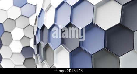un mur sphérique texturé fait de tuiles hexagonales en vue rapprochée illustration de rendu 3d. Banque D'Images