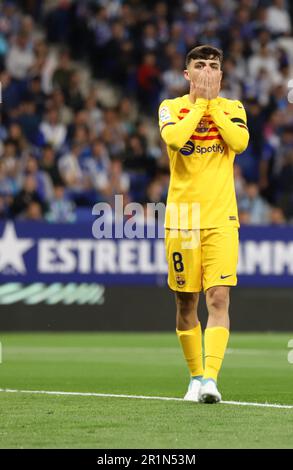 Sabadell, Barcelone, Espagne. 14th mai 2023. Barcelone Espagne 14.05.2023 Pedri Gonzalez (FC Barcelone) gestes pendant la Liga Santander entre le FC Barcelone et Espanyol au stade RCDE le 14 mai 2023 à Barcelone. (Credit image: © Xavi Urgeles/ZUMA Press Wire) USAGE ÉDITORIAL SEULEMENT! Non destiné À un usage commercial ! Crédit : ZUMA Press, Inc./Alay Live News Banque D'Images