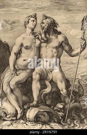 Neptune, dieu romain de la mer, et Amphitrite ou Aphrodite Pelagia est un Okeanide ou Nereid de la mythologie grecque. Elle est considérée comme le souverain des mers et était connue pour sa beauté, historique, numériquement restauré reproduction d'un original de l'ancien temps / Neptun, römischer Gott des Meeres, und Amphitrite oder Aphrodite Pelagia ist eine Okeanide oder Nereide der griechischen Mythologie. Sie gilt darin als Beherrscherin der Meere und war für ihre Schönheit bekannt, Historisch, digital restaurierte Reproduktion von einer Vorlage aus der Vorzeit Banque D'Images