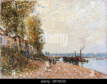 Alfred Sisley, le remorqueur, le Loing à Saint-Mammès, peinture paysagère 1883 Banque D'Images