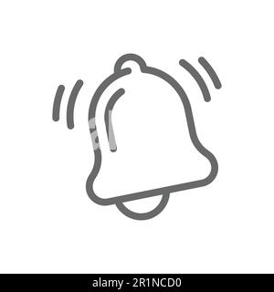 Icône de ligne de notification de sonnerie de sonnerie. Symbole vectoriel simple souligné. Illustration de Vecteur