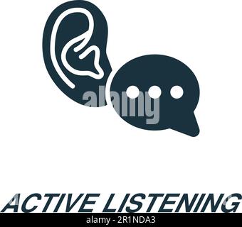Icône d'écoute active. Panneau monochrome simple de la collection pensée critique. Icône d'écoute active pour le logo, les modèles, la conception Web et Illustration de Vecteur
