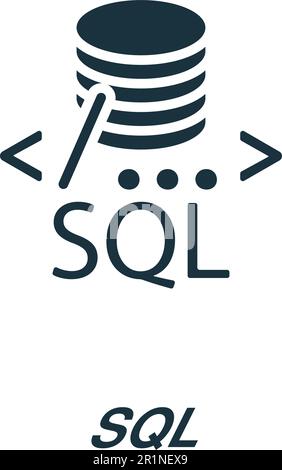 Icône SQL. Signe monochrome simple issu de la collecte d'analyses de données. Icône SQL pour le logo, les modèles, la conception Web et les infographies. Illustration de Vecteur