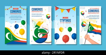 Happy Comores Independence Day social Media Stories Illustration Cartoon modèles dessinés à la main contexte Illustration de Vecteur