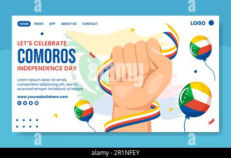 Happy Comores Independence Day social Media Landing page Illustration Flat dessin main de dessin animé Illustration de Vecteur