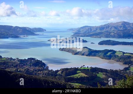 Lyttelton Harbour a éteint le volcan à l'automne, Christchurch, Nouvelle-Zélande Banque D'Images