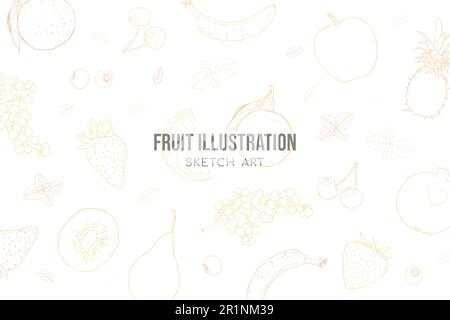 Fruit illustration style esquisse arrière-plan beige neutre Illustration de Vecteur