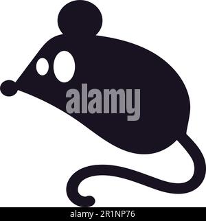 Souris silhouette icône noire pour Halloween concept. Joli personnage de rat isolé sur fond blanc. Panneau de souris pour un motif de vacances effrayant. Vecteur illust Illustration de Vecteur