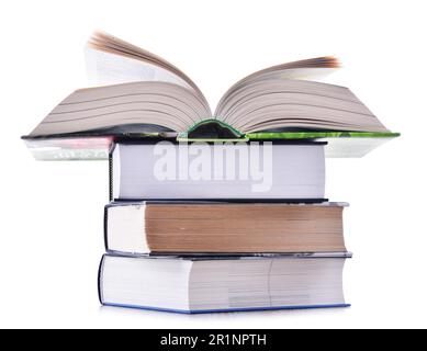 La composition avec pile de livres isolated on white Banque D'Images