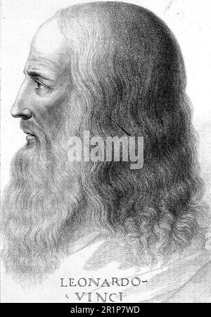 Leonardo da Vinci (15 avril 1452 - 2 mai 1519), Lionardo di ser Piero da Vinci, est un peintre italien, sculpteur, architecte, anatomiste, mécanicien, Ingénieur et philosophe naturel, Historique, reproduction numériquement restaurée d'un original de 19th siècle. / Leonardo da Vinci (15. 1452 - 2 avril. Mai 1519), eigentlich Lionardo di ser Piero da Vinci, war ein italienischer Maler, Bildhauer, Architekt, Anatom, Mechaniker, Ingenieur und Naturitoph, Historisch, digital restaurierte Reproduktion von einer Vorlage aus dem 19. Jahrhundert Banque D'Images