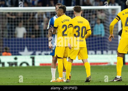 CORNELLA, ESPAGNE - MAI 14 : Raphinha du FC Barcelone pendant le match de la Liga entre le RCD Espanyol et le FC Barcelone au stade RCDE sur 14 mai 2023 à Cornella, Espagne Banque D'Images