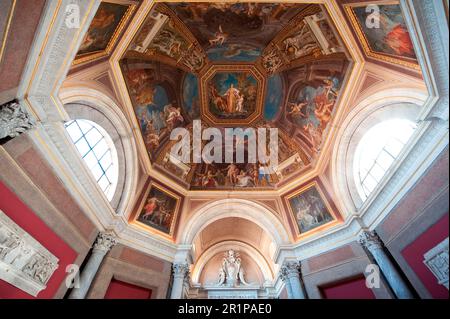 Peinture de dôme dans la salle des Muses, Europe, Musées du Vatican, Cité du Vatican, Vatican, Rome, Latium, Latium, Italie Banque D'Images