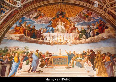 Fresque murale l'adoration de la Monstruce, les salles Raphaël, la stanza della Segnatura, Stanze di Raffaello, le Palais Apostolique, Vatican, Rome, Latium Banque D'Images