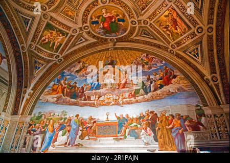 Fresque murale l'adoration de la Monstruce, les salles Raphaël, la stanza della Segnatura, Stanze di Raffaello, le Palais Apostolique, Vatican, Rome, Latium Banque D'Images