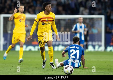 Cornella, Espagne. 14th mai 2023. CORNELLA, ESPAGNE - MAI 14: .Alex Balde du FC Barcelone pendant le match de la Liga entre le RCD Espanyol et le FC Barcelone au stade RCDE sur 14 mai 2023 à Cornella, Espagne (image de crédit: © Gerard Franco/DAX via ZUMA Press Wire) USAGE ÉDITORIAL SEULEMENT! Non destiné À un usage commercial ! Banque D'Images